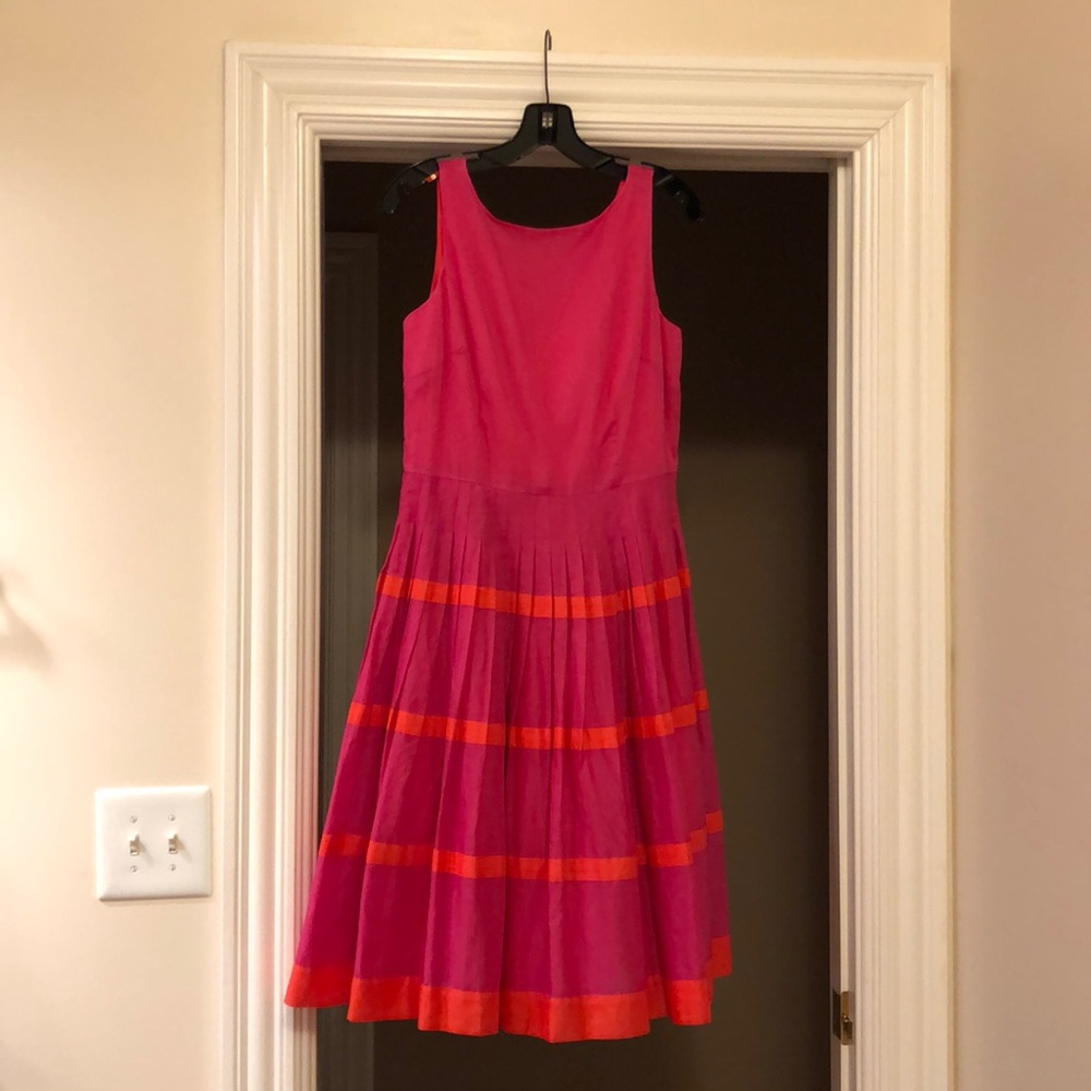 Talbots pink & orange pleated dress